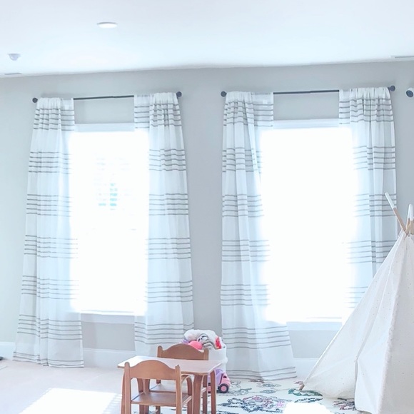 Taupe Striped Sheer Rod Pocket Curtain Panels - Set of 4 Panels - Picture 2 of 4